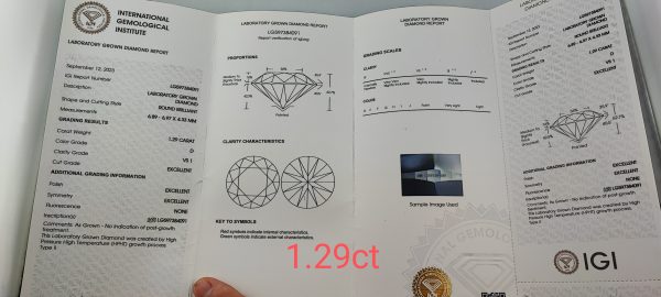 Diament Lab Certyfikat 1,29ct / D / VS1 Certyfikat - obrazek 4