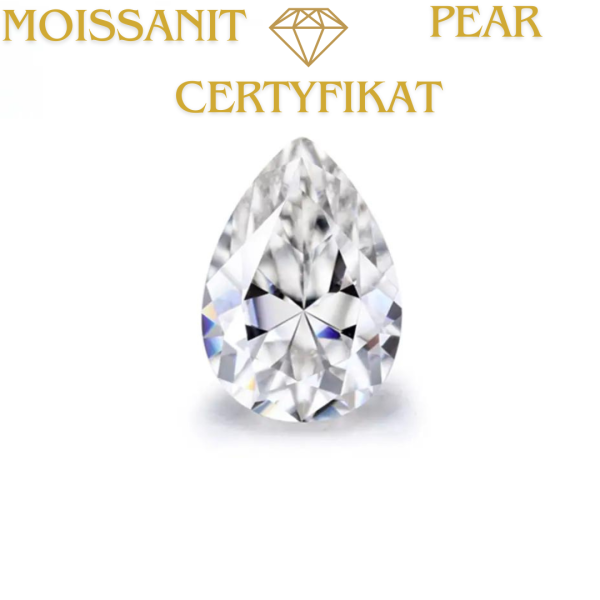 Moissanit Certyfikat 5,0 - 12,0 mm / Pear / DEF / VS